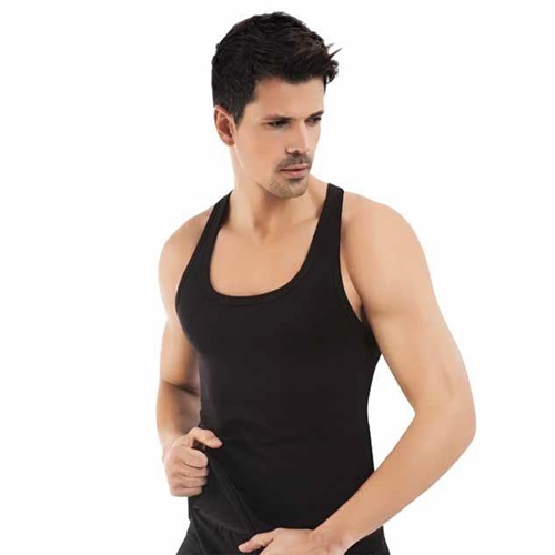 Kota 1006 Erkek Elastan Likralı Penye Kalın Askılı Atlet - Siyah - M