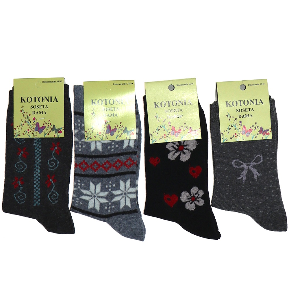 Kotonıa Bayan Desenli Likralı Soket Çorap