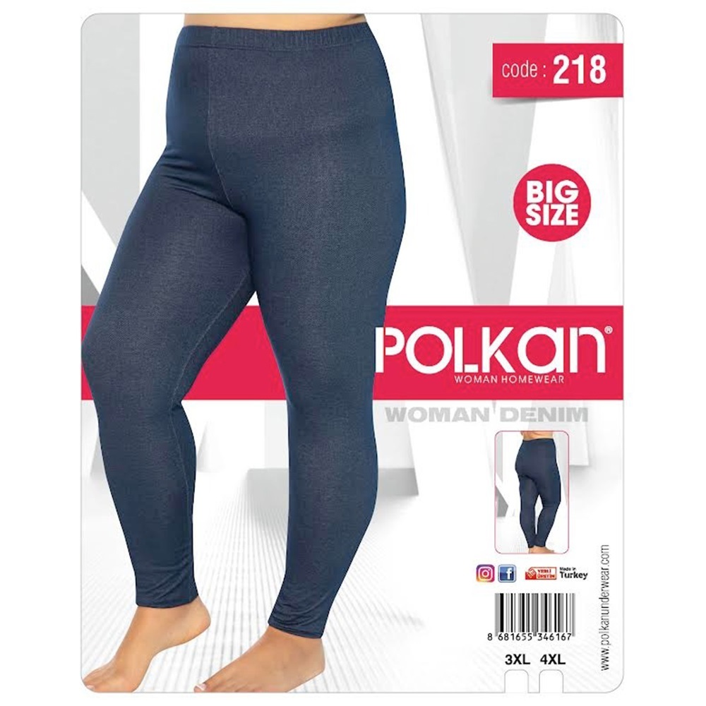 Polkan 218 Bayan Likralı Battal Kot Tayt - Jean - 3XL