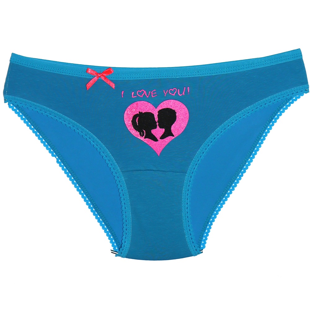 Gümüş 5001 Bayan Düz Love you Kalp Baskılı Bikini (640)