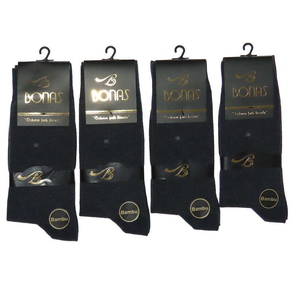Bonas Erkek Bambu Desenli Burun Dikişsiz Kutulu Soket Çorap