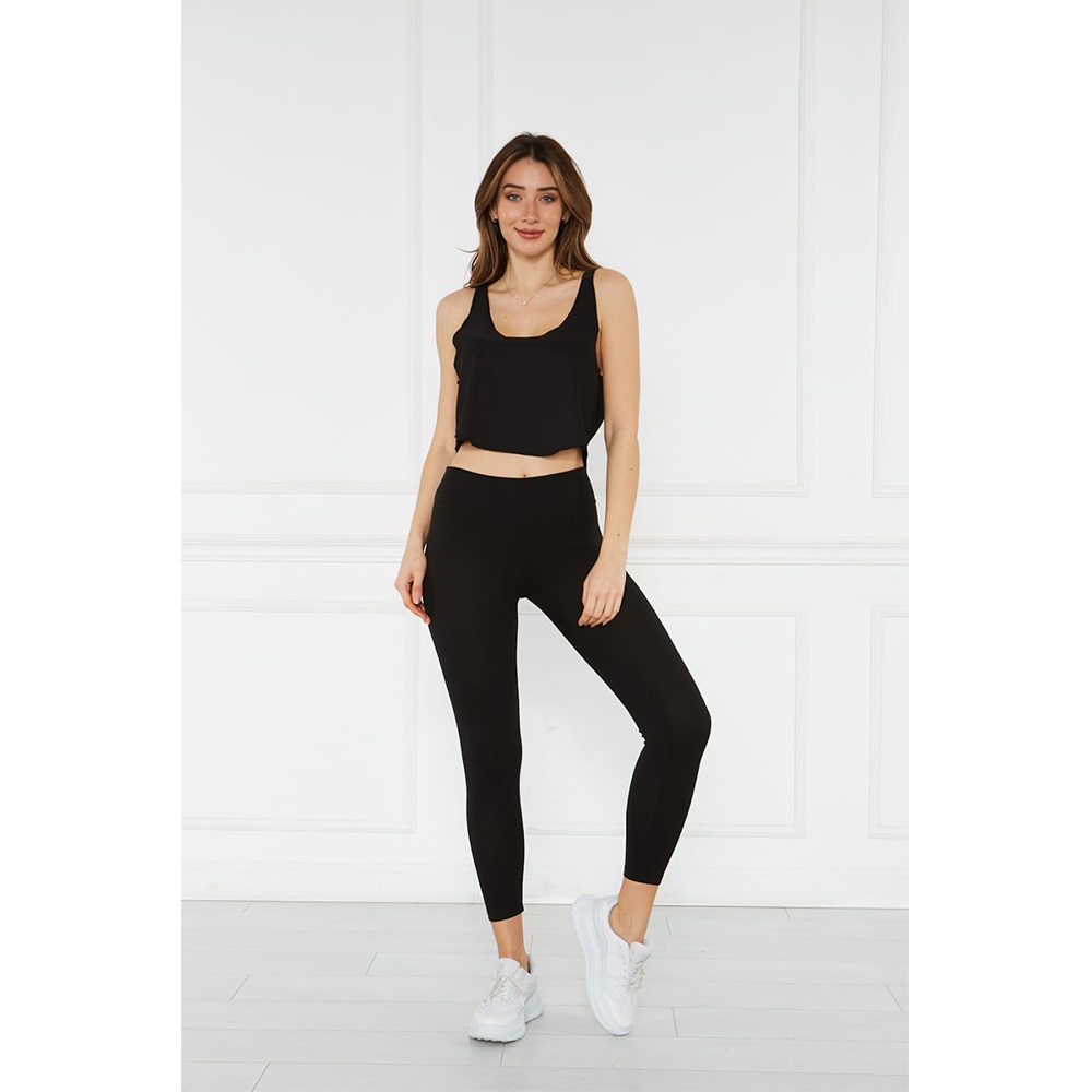 Mary Lüx 374 Bayan Fitilli Yüksek Bel Tayt - Siyah - M