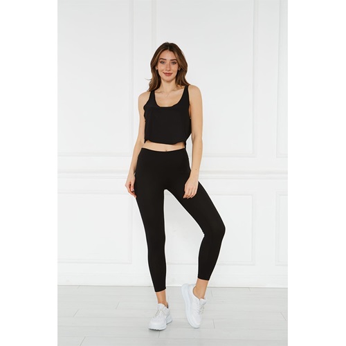 Mary Lüx 374 Bayan Fitilli Yüksek Bel Tayt - Siyah - S