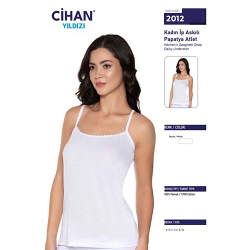 Cihan Yıldız 2012 İp Askı Papatyalı Bayan Atlet - Beyaz