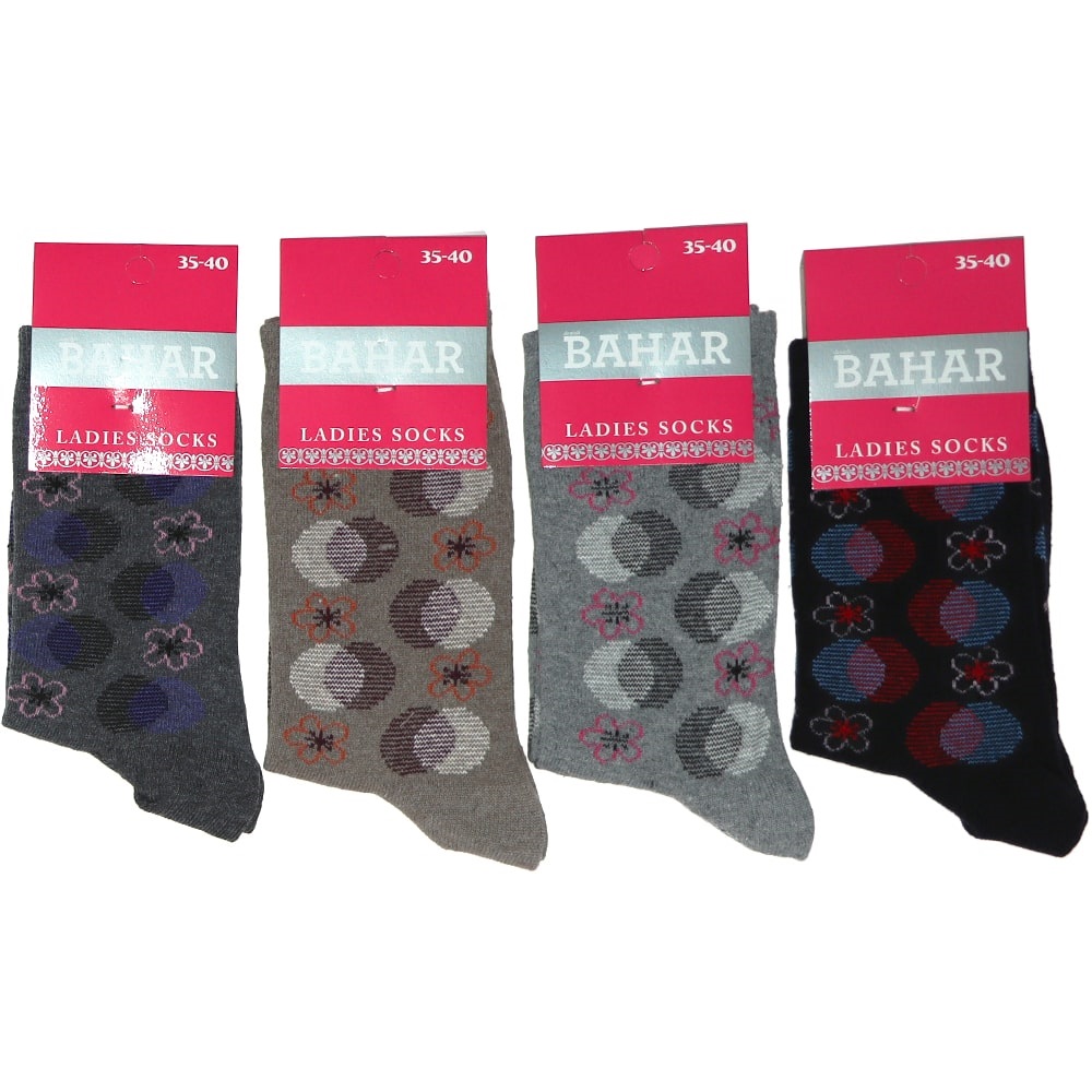 Bahar 3415 Bayan Desenli Likralı Soket Çorap - Karışık Renk - ASORTİ