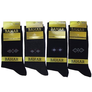 Bahar 3408 Erkek Desenli Likralı Soket Çorap - Siyah