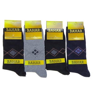 Bahar 3408 Erkek Desenli Likralı Soket Çorap - Siyah