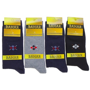 Bahar 3408 Erkek Desenli Likralı Soket Çorap - Siyah