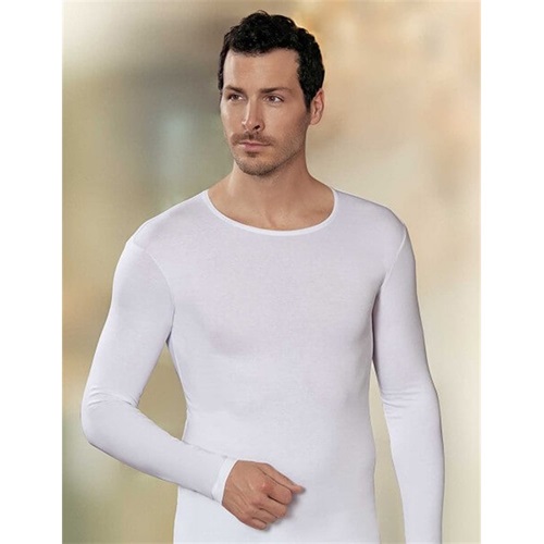 Gümüş 4022 Erkek Bisiklet Yaka Uzun Kol Fanila - Beyaz - M