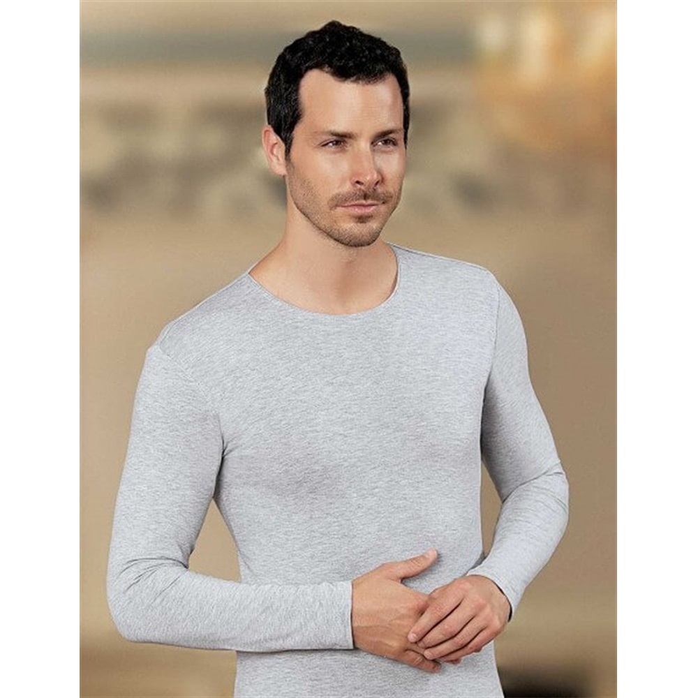 Gümüş 4022 Erkek Bisiklet Yaka Uzun Kol Fanila - Gri - M