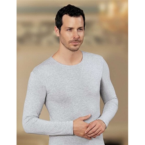 Gümüş 4022 Erkek Bisiklet Yaka Uzun Kol Fanila - Gri - M