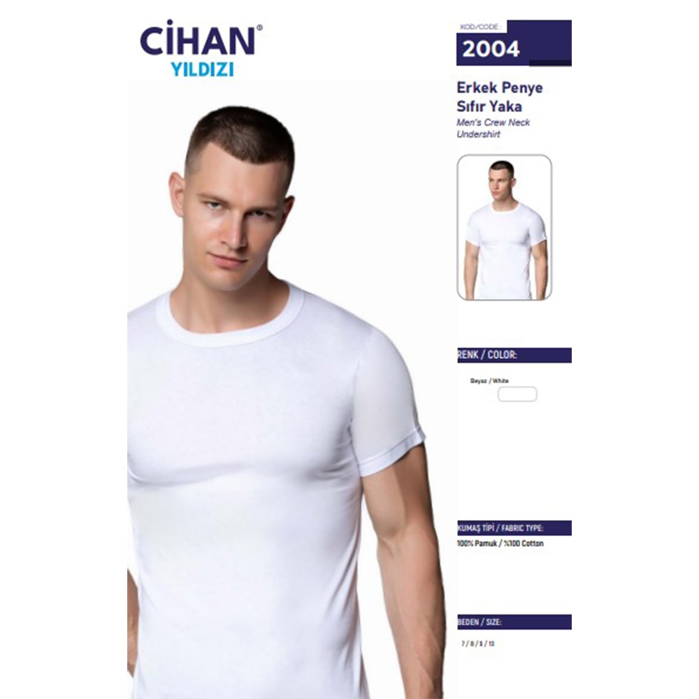 Cihan Yıldız 2004 Erkek Beyaz Sıfır Yaka Atlet - Beyaz - 8