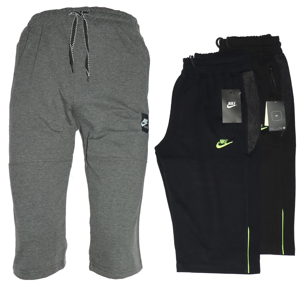 Baran 6225 Erkek Kompak Penye Nıke Nakışlı Cep Fermuarlı Kapri Alt S-2XL - Siyah - S-M-L-XL-2XL