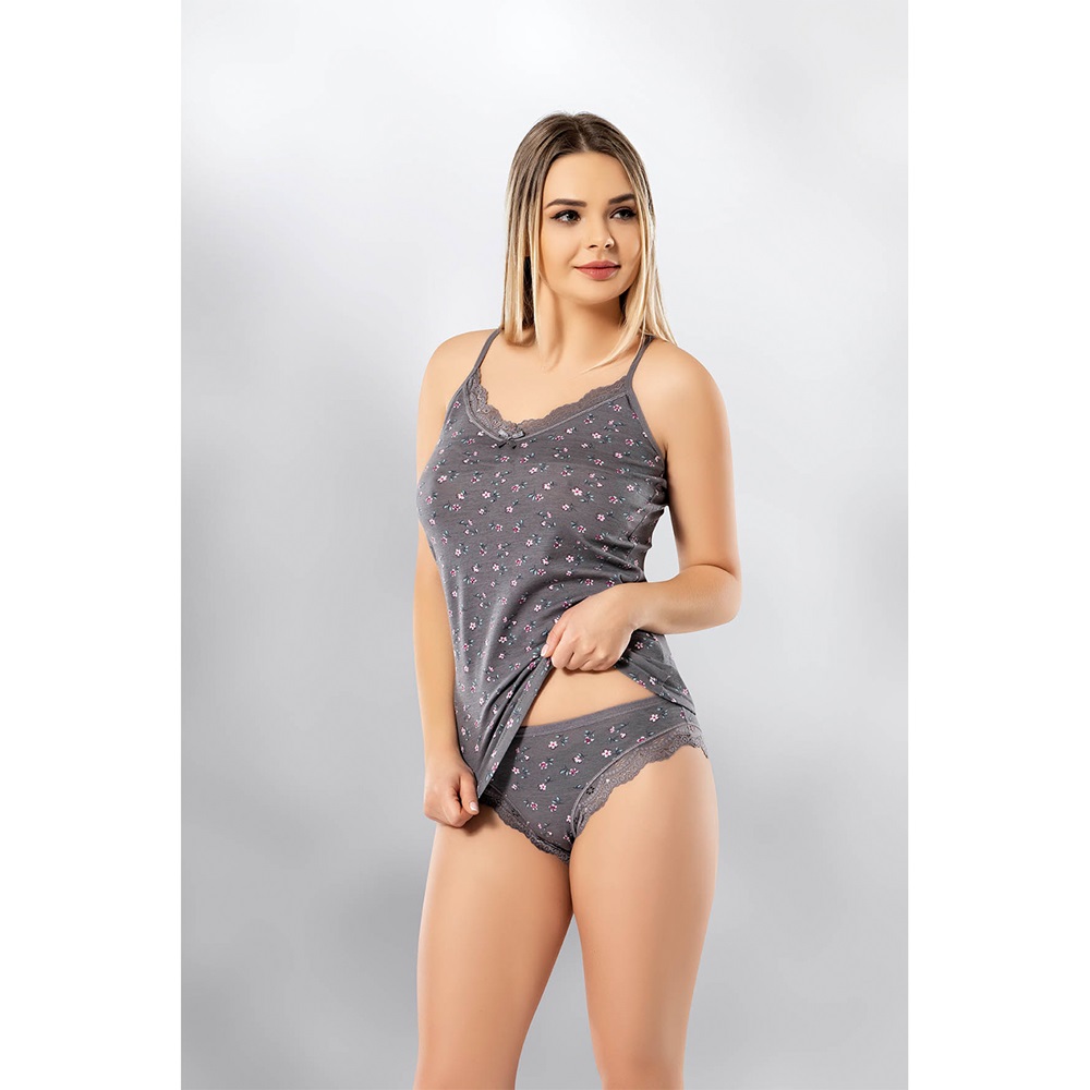 Kota 6304 Bayan Baskılı Bikinili Takım - Somon Desenli - L-XL