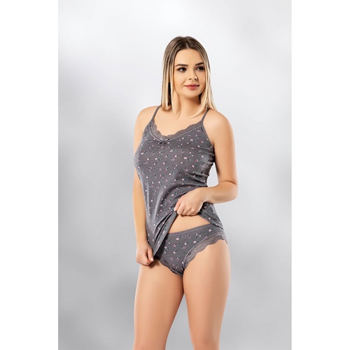 Kota 6304 Bayan Baskılı Bikinili Takım - Bordo Desenli