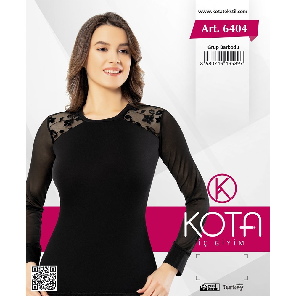 Kota 6404 Bayan Dantel Detaylı Likralı Uzun Kollu Atlet