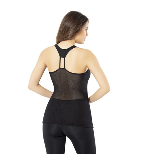 Kota 6407 Bayan Sırt File Detaylı Likralı Kalın Askılı Atlet - Siyah - 13600-Siyah-L-XL