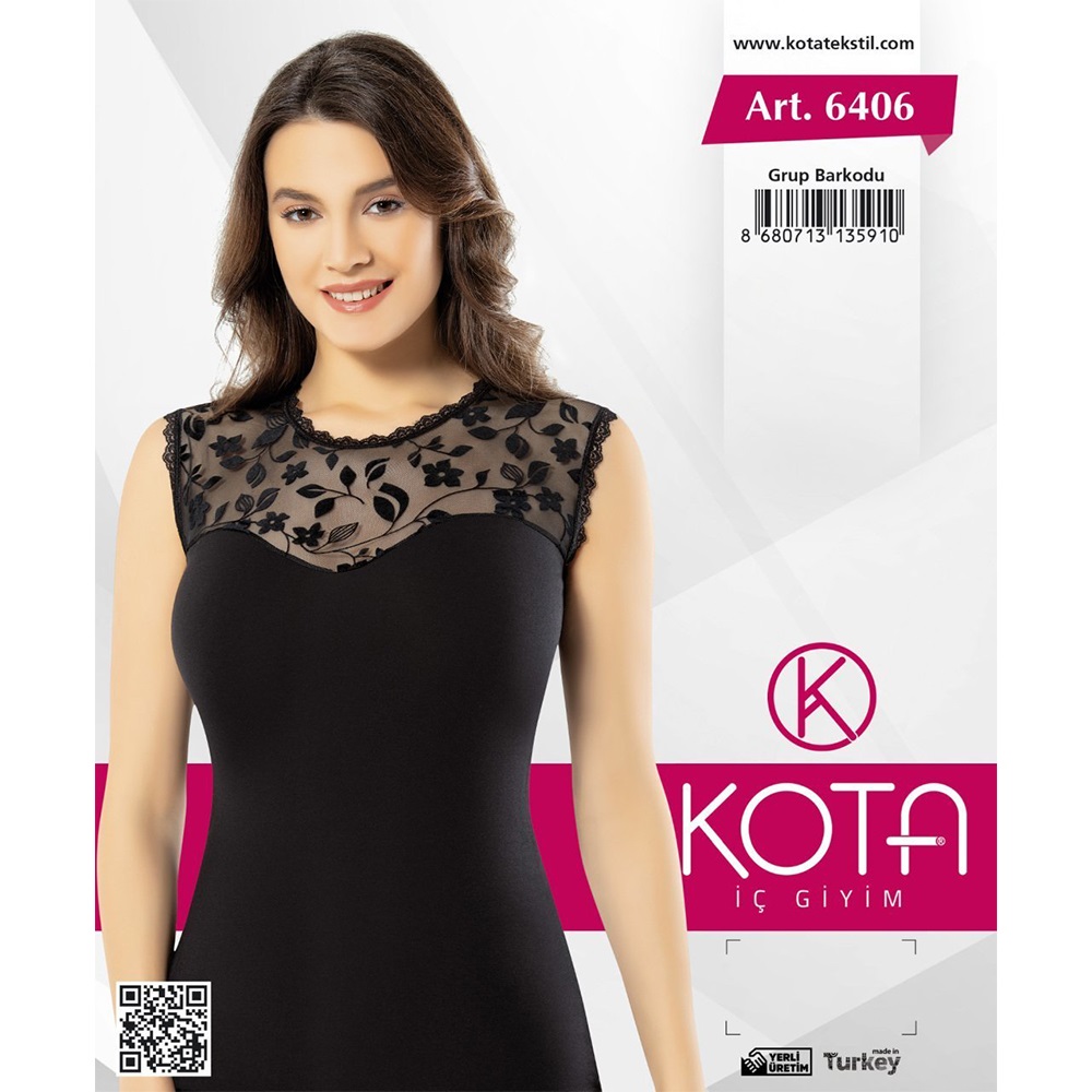 Kota 6406 Bayan Omuz Dantel Detaylı Likralı Sıfır Yaka Atlet