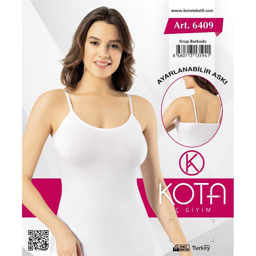 Kota 6409 Bayan Likralı İp Askılı Atlet -Siyah-XL