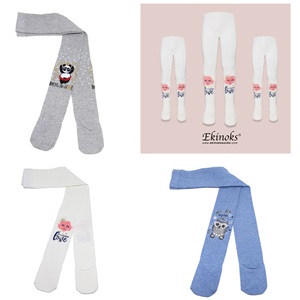 Ekinoks Kız Çocuk Desenli Yıkamalı Parfümlü Mevsimlik Külotlu Çorap - Beyaz - 5-6 YAŞ