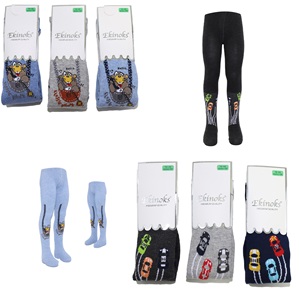 Ekinoks Erkek Çocuk Desenli Yıkamalı Parfümlü Mevsimlik Külotlu Çorap - Karışık Renk - 5-6 YAŞ