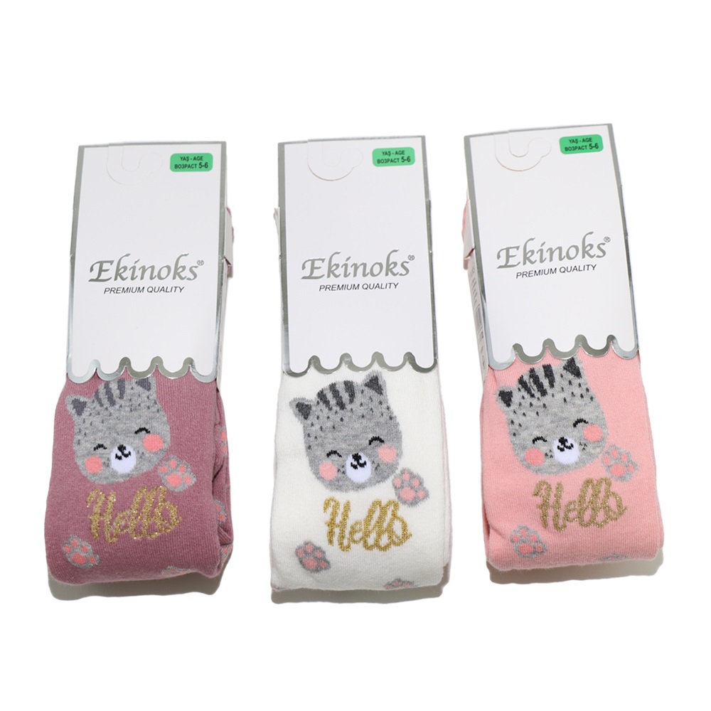 Ekinoks Kız Çocuk Desenli Yıkamalı Parfümlü Havlu Külotlu Çorap - Karışık Renk - 3-4 YAŞ