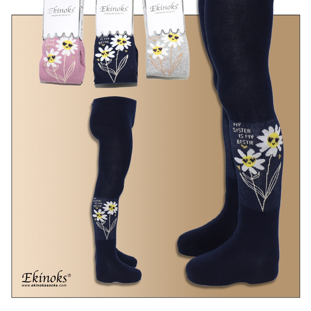 Ekinoks Kız Çocuk Desenli Yıkamalı Parfümlü Havlu Külotlu Çorap - Karışık Renk - 3-4 YAŞ