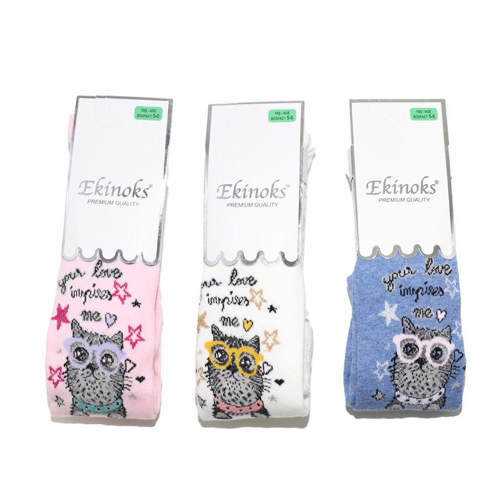 Ekinoks Kız Çocuk Desenli Yıkamalı Parfümlü Havlu Külotlu Çorap - Karışık Renk - 3-4 YAŞ