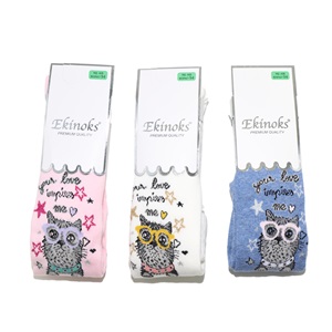 Ekinoks Kız Çocuk Desenli Yıkamalı Parfümlü Havlu Külotlu Çorap - Karışık Renk - 3-4 YAŞ