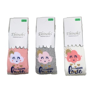 Ekinoks Kız Çocuk Desenli Yıkamalı Parfümlü Havlu Külotlu Çorap - Karışık Renk - 3-4 YAŞ