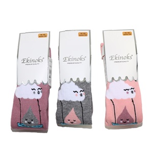 Ekinoks Kız Çocuk Desenli Yıkamalı Parfümlü Havlu Külotlu Çorap - Karışık Renk - 3-4 YAŞ