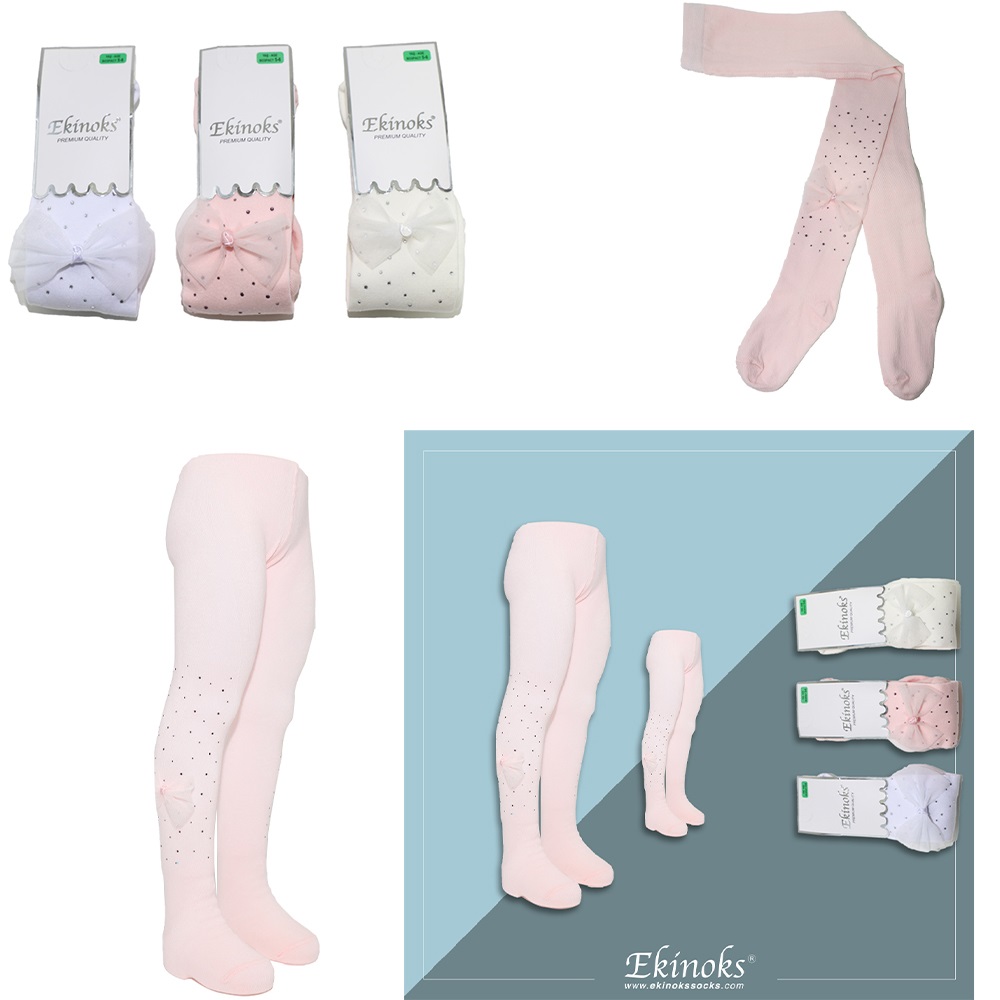 Ekinoks Çocuk Taşlı Külotlu Çorap - Beyaz - 11-12 YAŞ