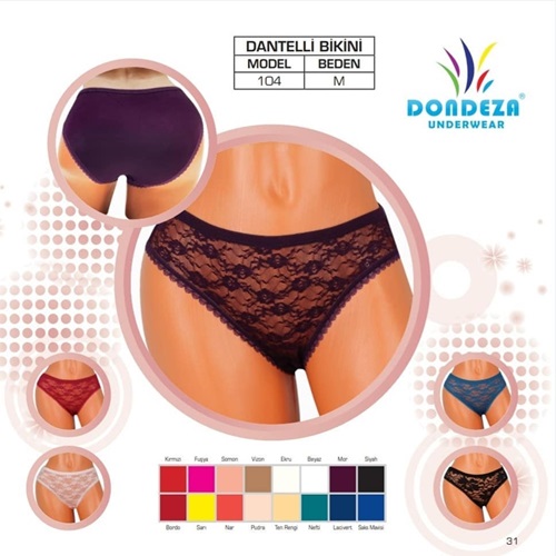Dondeza 104 Bayan M Beden Dantelli Bikini - Fuşya - STANDART