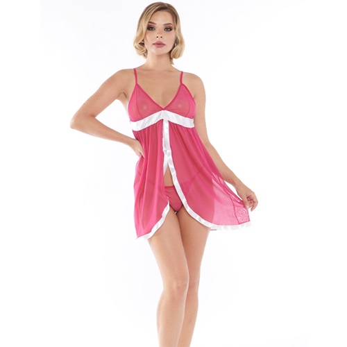 Ruselin 3300 Bayan Fantazi Tül Dantelli Kısa Gecelik