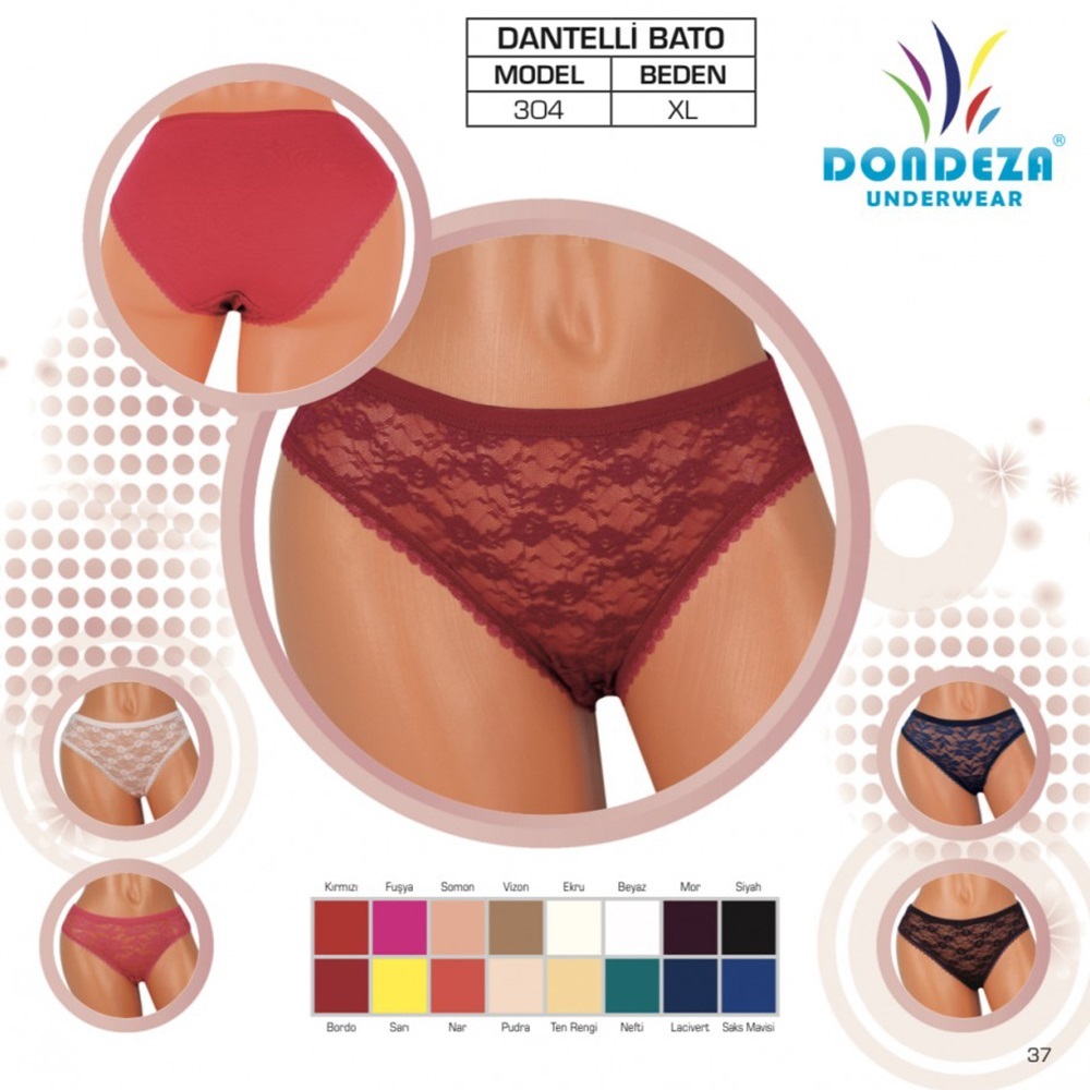 Dondeza 304 Bayan Dantelli XL Beden Bato - Ten - STANDART