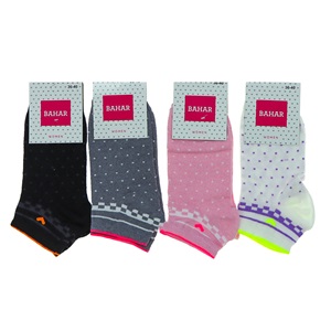 Bahar 0081 Bayan Desenli Likralı Patik Çorap - Siyah