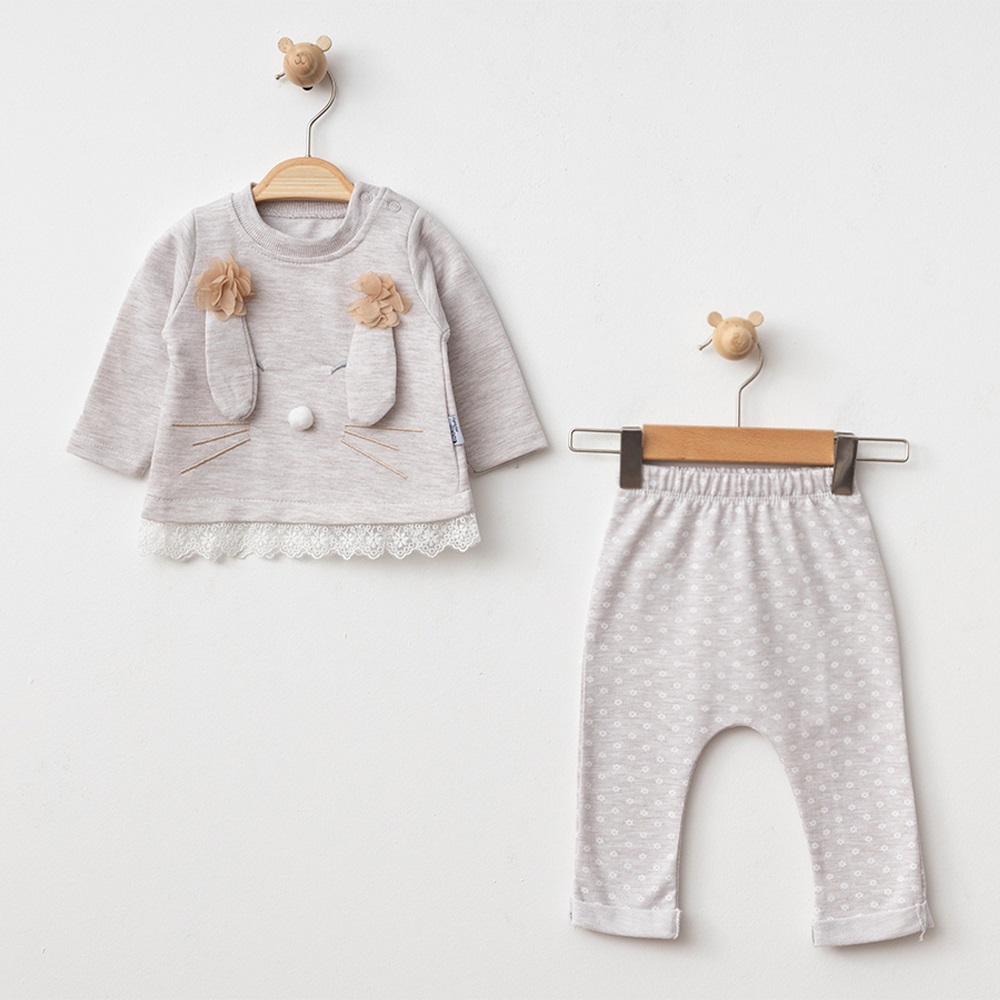 Baby Hi 365 Kız Bebe Sarkan Kulaklı 2Li Takım 6-9-12 Ay - Bej