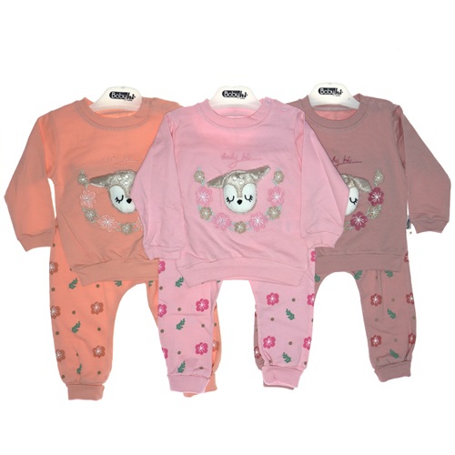 Baby Hi 455 Kız Bebe Çiçekli Ceylan 2 li Takım 6-9-12-18 Ay - Somon - 6-9/12-18 AY