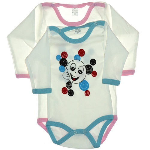 Hoppi Baby Çıtçıtlı U. Kol Emojili Baskılı Badi 6 lı 03 Ay 3 Yaş