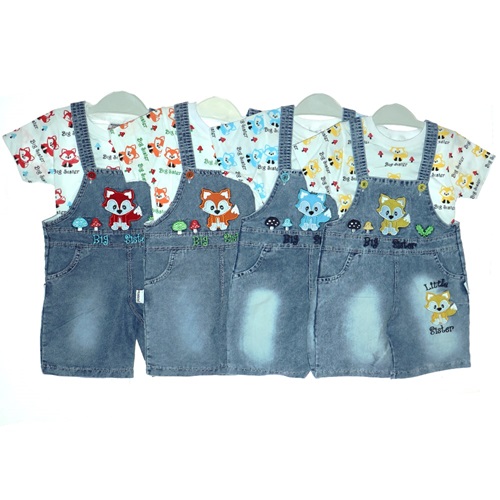 Mandalino 416 Bebe Kot Tilki 2 li Salopet Takım 12-18-24 Ay - Turuncu - 12-18-24 AY