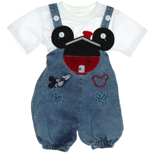 Tay Kids Mickey Mouse Nakışlı Kot Salopet Tişört Takım 1-4 Yaş