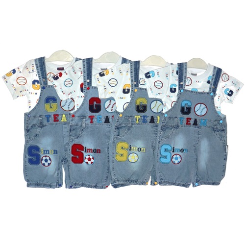 Mandalino 424 Bebe Kot Go Team Baskılı 2 li Salopet Takım 12-18-24 Ay - Sarı - 12-18-24 AY