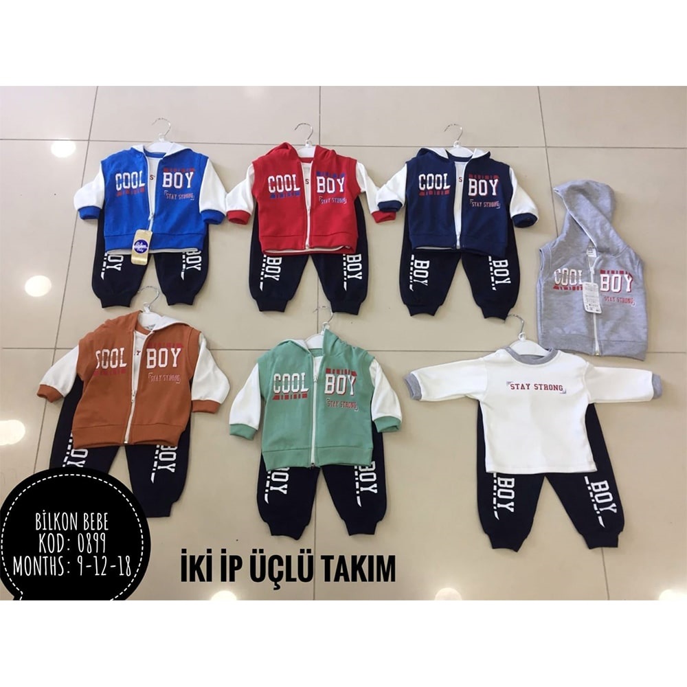 Bilcon 0899 Erkek Bebe Cool Bas. Fermuarlı 3 lü Takım 6-9-12-18 AY