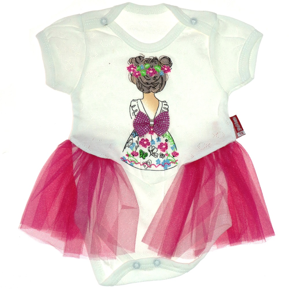 Pabbuc Baby 7027 Kız Bebe Kızlı Fiyonklu Fırfırlı Badi 6-9-12-18 Ay