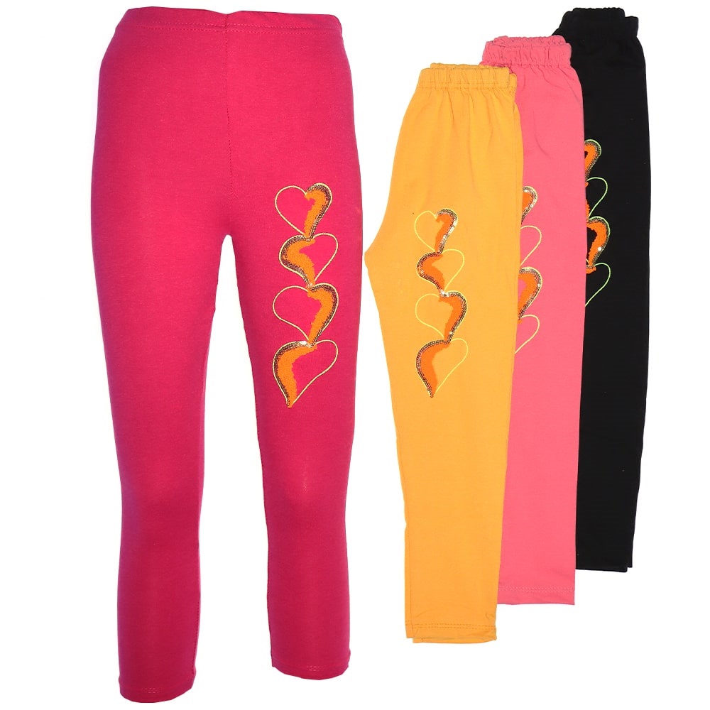 Pattiş Kız Çocuk Likralı Kalpli Süzine Nakışlı Tayt 3-12 Yaş