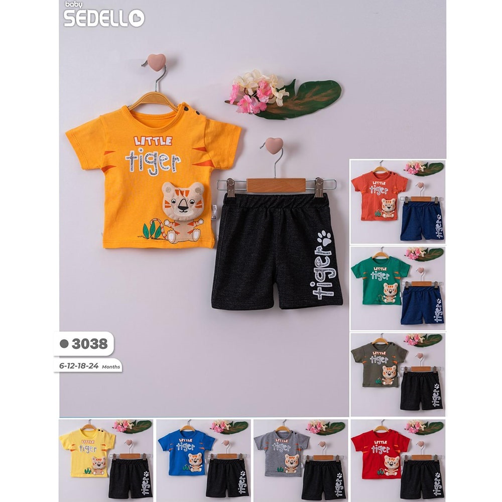 Sedello 3038 Erkek Bebe Kaplan Şişme Kafa 2 li Takım 6-12-18-24 Ay