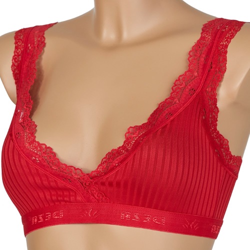 Deza 5035 Bayan Jakarlı Sur Dantel Pedli Büstiyer - Kırmızı - 70-75