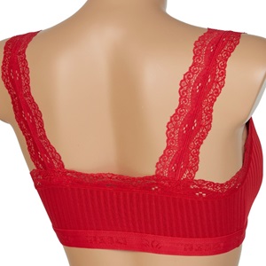 Deza 5035 Bayan Jakarlı Sur Dantel Pedli Büstiyer - Kırmızı - 70-75