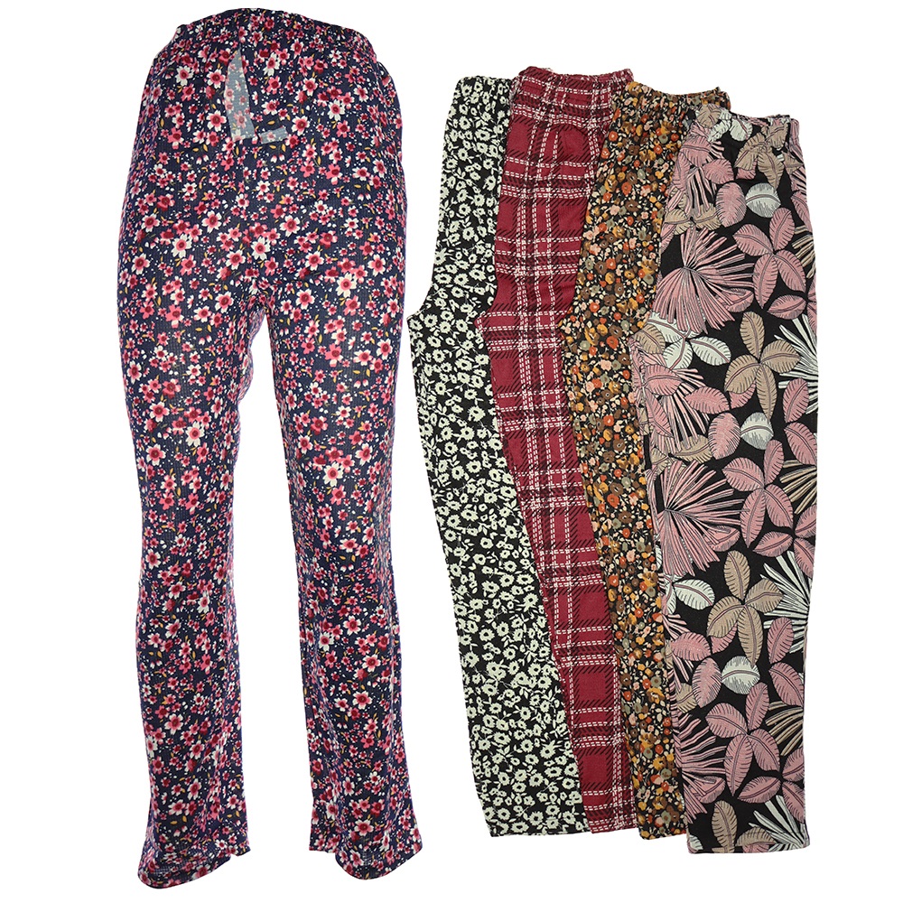 Menekşe Helen Bayan Desenli Dar Paça Cepli Pantolon L-5XL