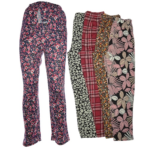 Menekşe Helen Bayan Desenli Dar Paça Cepli Pantolon L-5XL